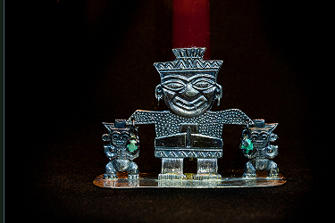 Silver Mayan Candle Holder