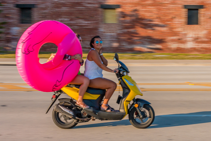 Scooting to Beach in Key West