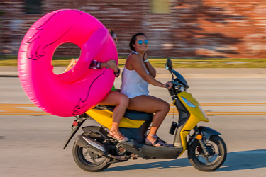 Scooting to Beach in Key West